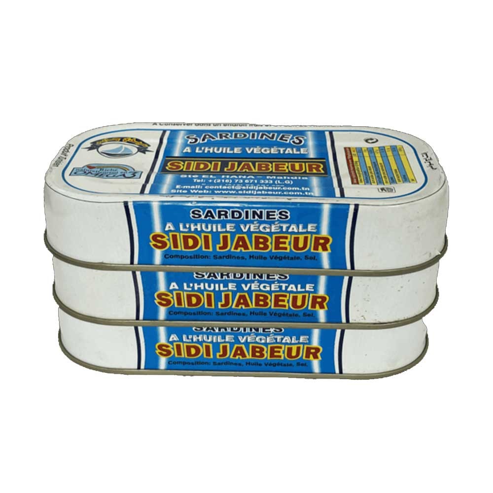 Lot de 3 Sardine a l'huile végétale Sidi jabeur 125gr